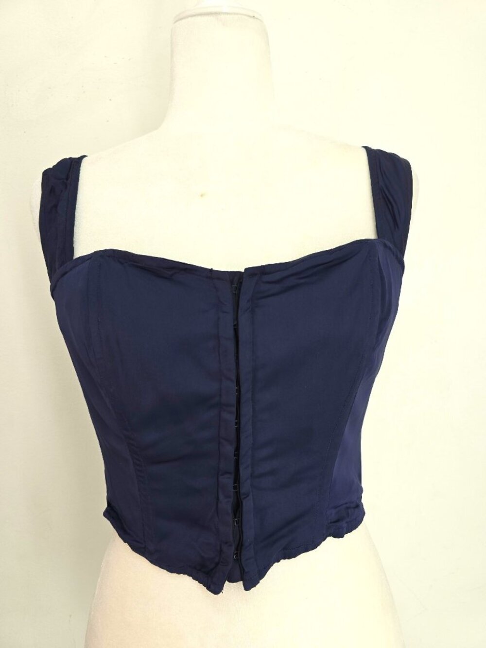 Vintage 90s Y2K DKNY NAvy Shiny Satin Bustier Corset Victorian Top Women 6